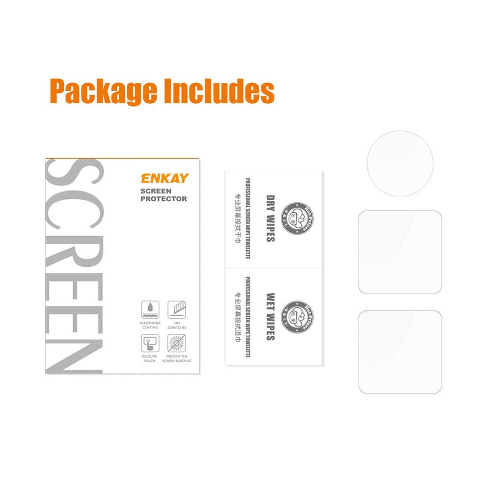 ENKAY for DJI Action 2 Dual Screen Protector, 3Pcs/Set 9H High-Alumina-Silicon Tempered Glass Front Back Screen Protector + Lens Film-6