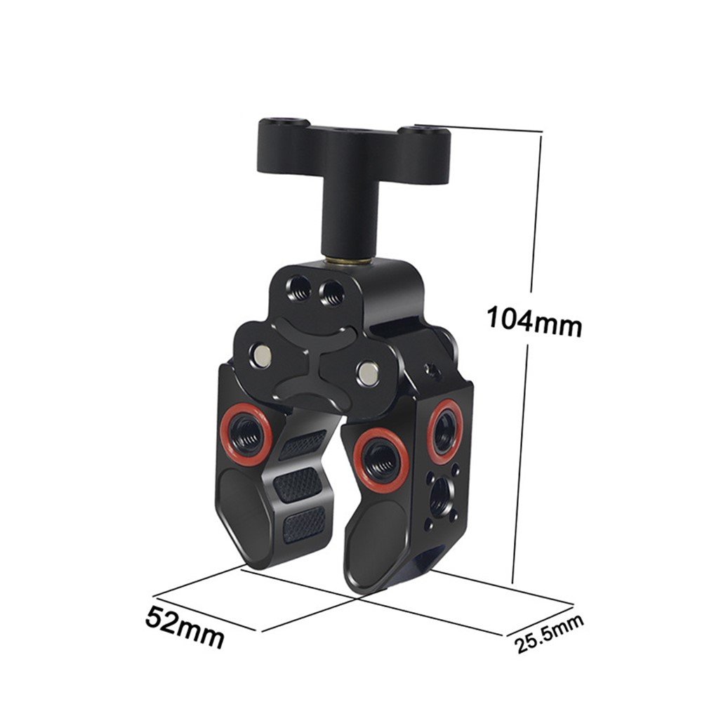 FEICHAO KF44097 Anti-slip Camera Clamp Mount Gimbal Magic Arm Crab Claw with 1/4" and 3/8" Adapter for DSLR/LED Lights - Black-9