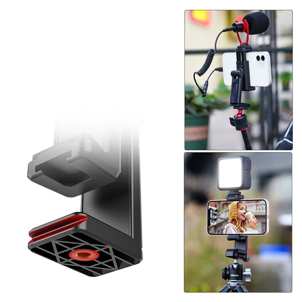 UURIG ST-22 Mobile Phone Tripod Mount Adjustable Clamp Mount Adapter with 1/4" Screw and Aka for Photography Live-streaming Selfie Phone Clip Support 360-Degree Rotating-5