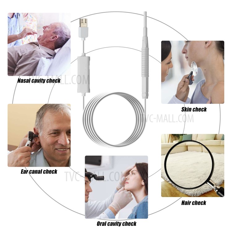 F190 WiFi 3.9mm Otoscope Camera Ear Scope Endoscope Ear Wax Removal Tool - White-12