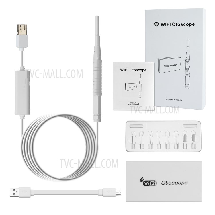 F190 WiFi 3.9mm Otoscope Camera Ear Scope Endoscope Ear Wax Removal Tool - White-14