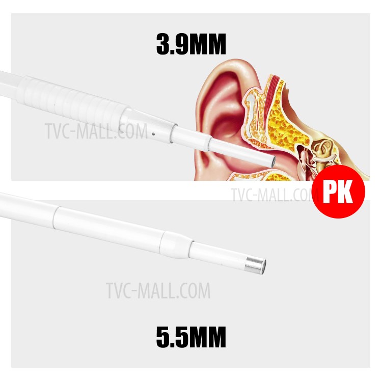 F190 WiFi 3.9mm Otoscope Camera Ear Scope Endoscope Ear Wax Removal Tool - White-2