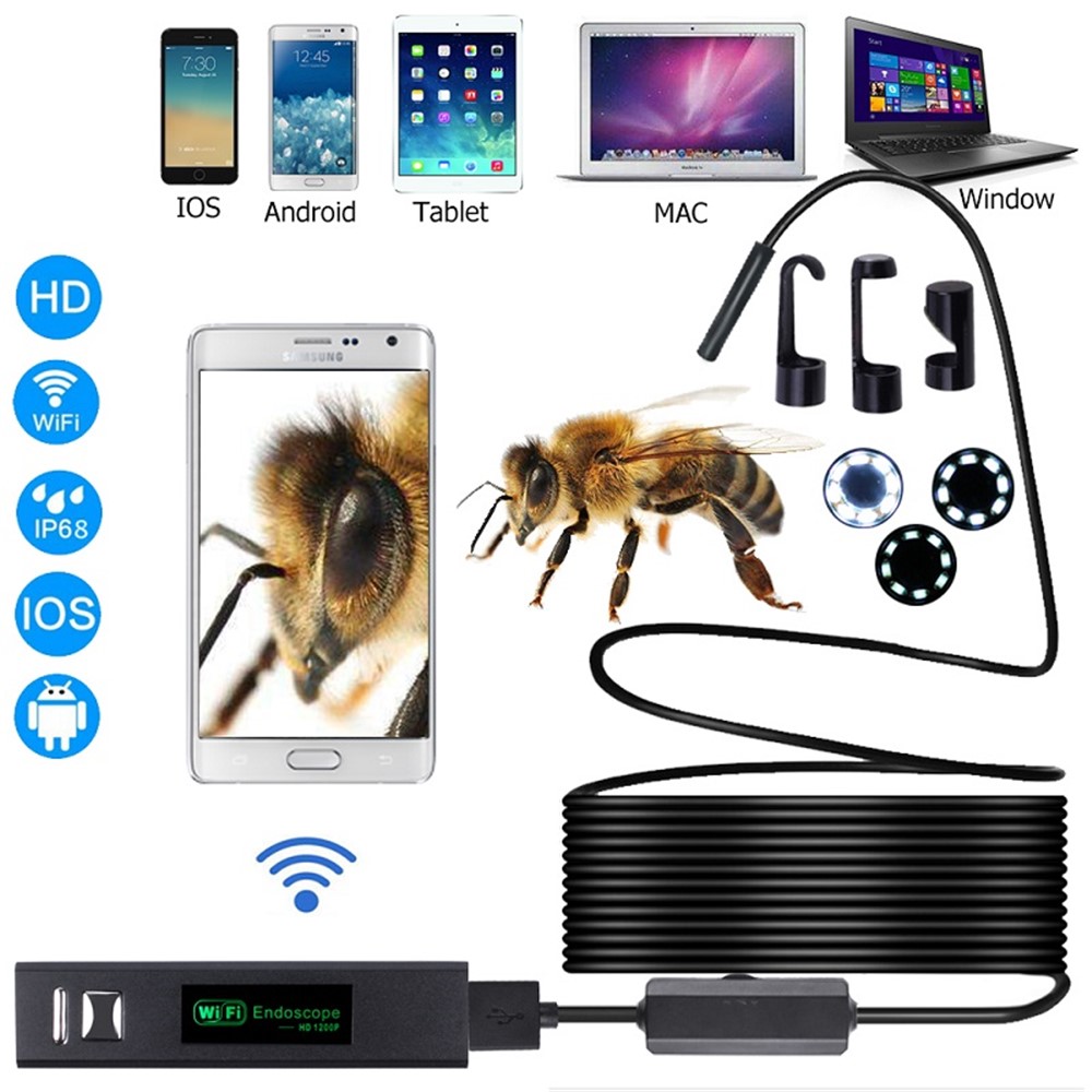 F150 1M 1200P Semi-rigid Wireless Endoscope 2.0MP HD WiFi Borescope Inspection Camera-1