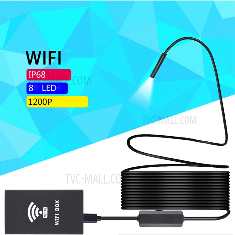 F140 10M 1200P Semi-rigid Wireless Endoscope WiFi Borescope Inspection Camera 8mm Snake Camera-2