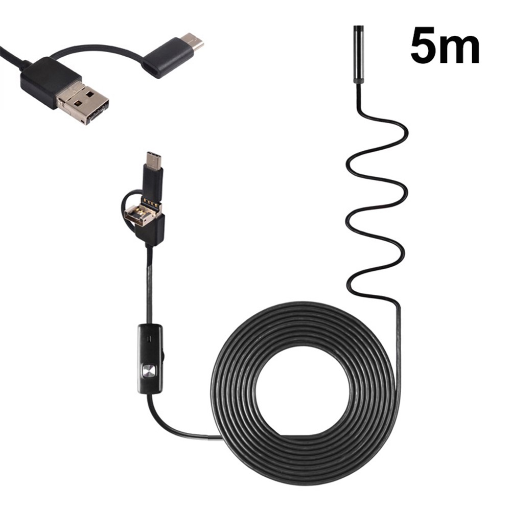 AN100 3-in-1 Endoscope Inspection Camera 8mm Snake Camera with 5M Semi-Rigid Cable-1