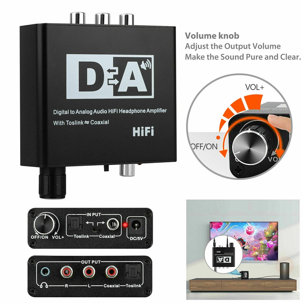 192KHz Digital Optical Coaxial Toslink to Analog RCA L/R 3.5mm Audio Converter-11
