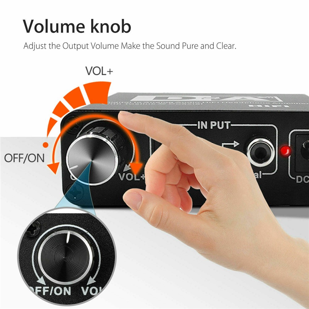 192KHz Digital Optical Coaxial Toslink to Analog RCA L/R 3.5mm Audio Converter-9