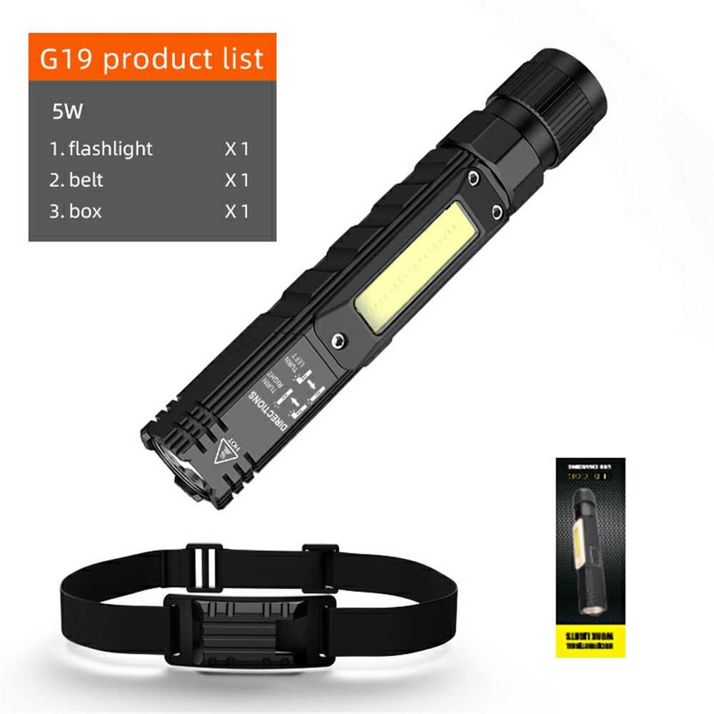 Linterna Multifunción de Supfire G19 Con Luz COB 5W 500 Lumen - Negro