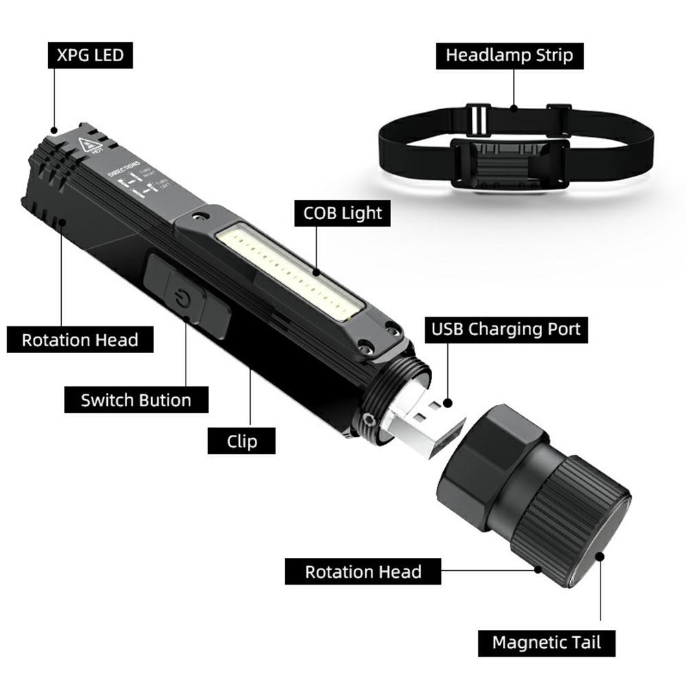 SUPFIRE G19 Multifunction Flashlight with COB Light 5W 500 Lumen - Black-4