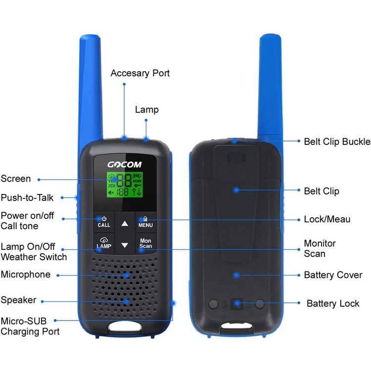 G600 2Pcs High Power Long-distance Waterproof Walkie Talkie-3