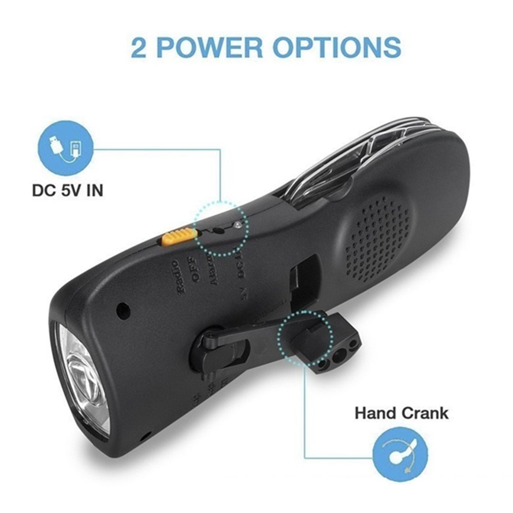 Multifunctional Hand Crank Power Flashlight FM Radio Outdoor Emergency Power Bank-2