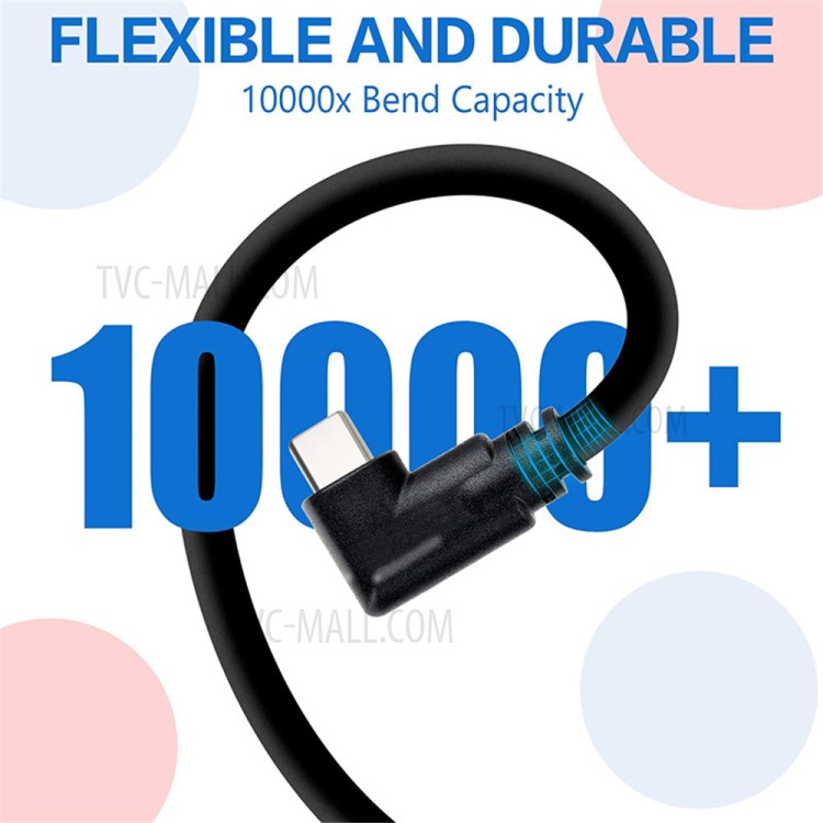 5M 90 Degree Angled USB 3.0 Type C Stable Data Transmission and Fast Charging Link Cable for Oculus Quest-2