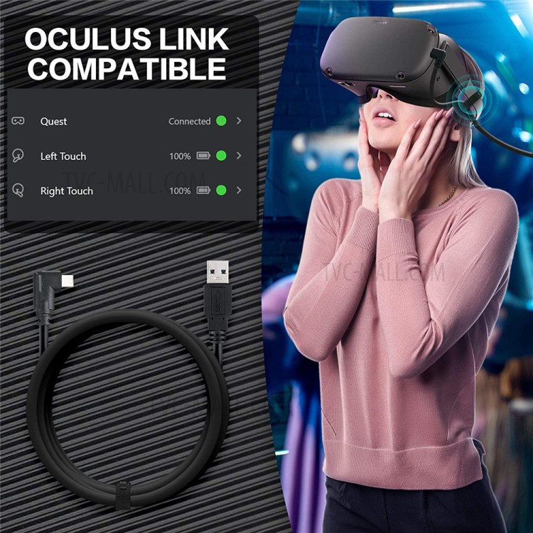 5M 90 Degree Angled USB 3.0 Type C Stable Data Transmission and Fast Charging Link Cable for Oculus Quest-3