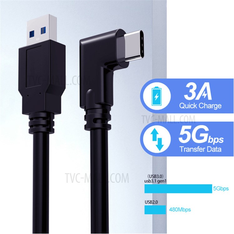 5M 90 Degree Angled USB 3.0 Type C Stable Data Transmission and Fast Charging Link Cable for Oculus Quest-5