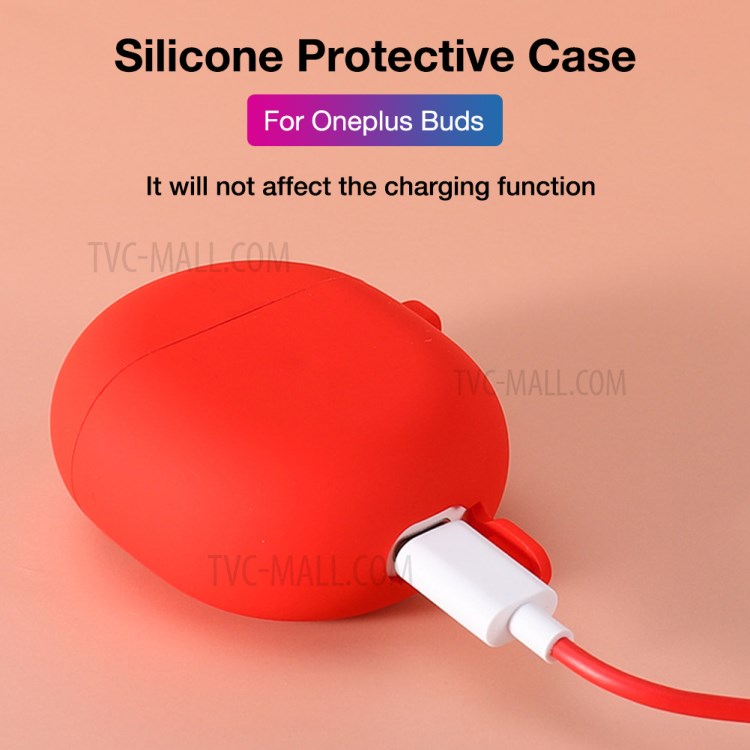 Silicone Protective Case Headsets Accessories for OnePlus Buds - Red-3