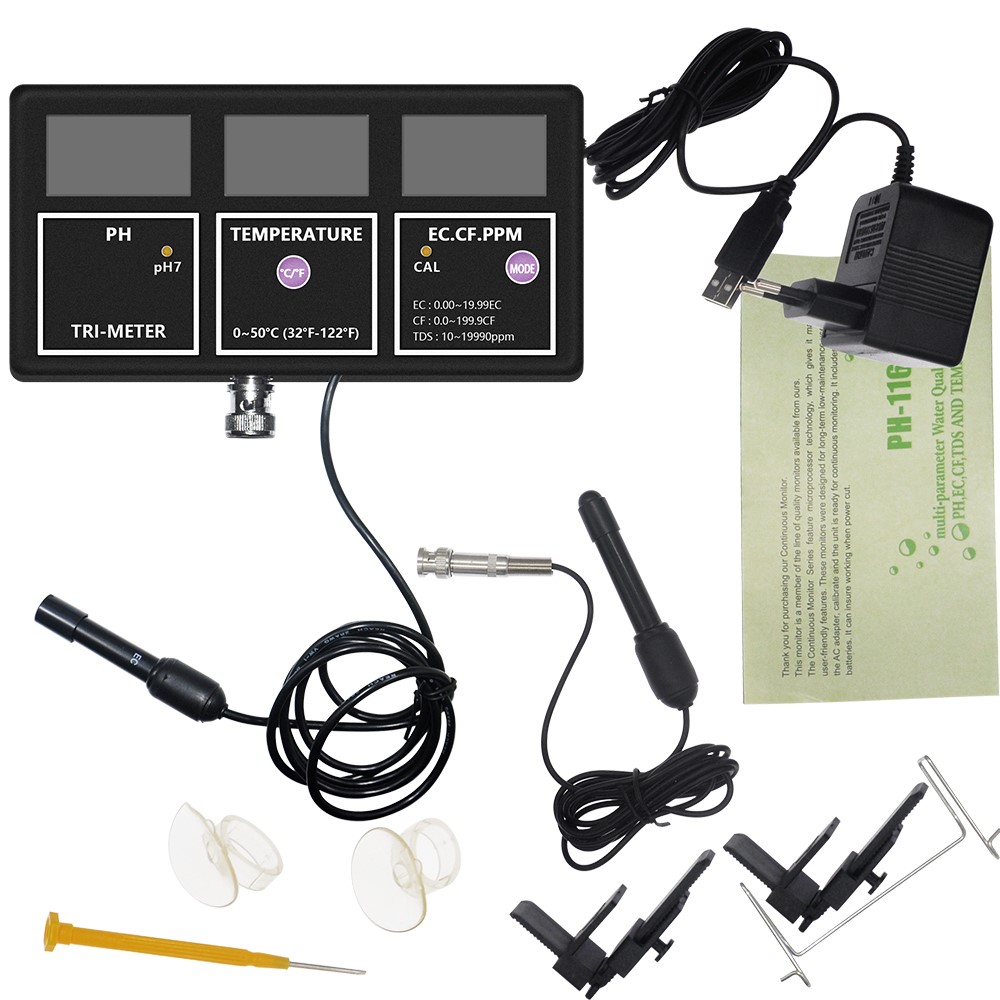 PH-116 5 in 1 Water Quality Multi-Parameter PH EC CF TDS Temperature Test Meter with Backlight - US Plug-10