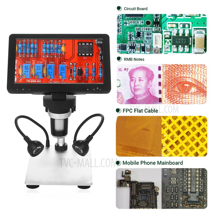 1080FHD 1200X Magnification Digital Microscope Video Camera Microscope with Holder for Circuit Board Repair Soldering DIY Tool-2