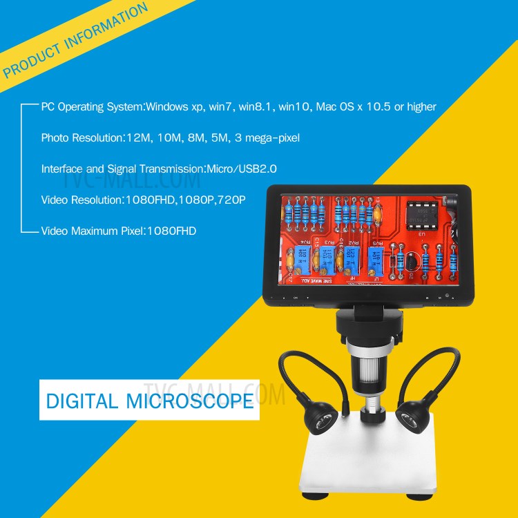 1080FHD 1200X Magnification Digital Microscope Video Camera Microscope with Holder for Circuit Board Repair Soldering DIY Tool-6