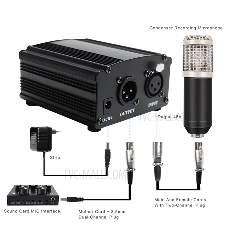 Wholesale Universal 48V Phantom Power for Condenser Microphone with 2M