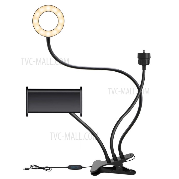 3-in-1 3.5inch Selfie Ring Light+Phone Holder+Webcam Stand with Flexible Gooseneck Arm for Video Conference YouTube Live Streaming Online Meeting Vlogging-1