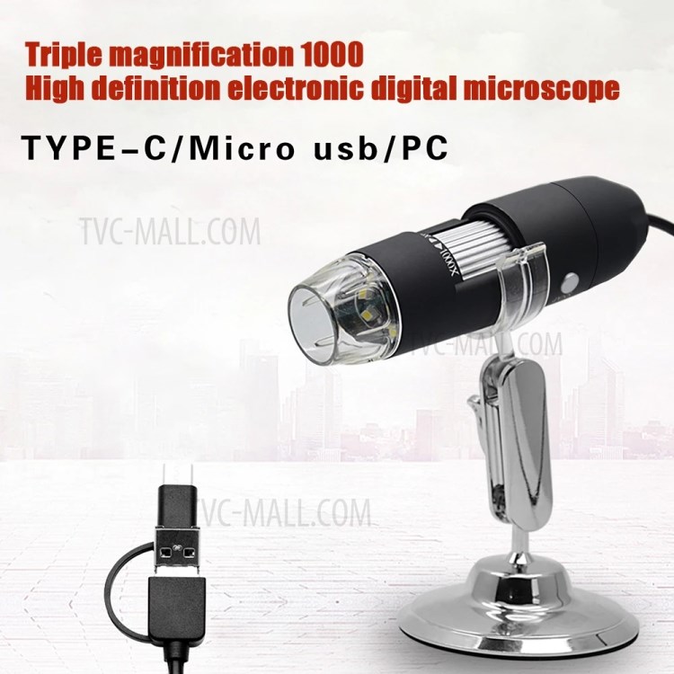 1000X 8LED USB Digital Microscope Endoscope Camera Inspection for Mobile Phone Repairing Hair Skin-2
