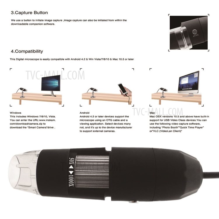 1000X 8LED USB Digital Microscope Endoscope Camera Inspection for Mobile Phone Repairing Hair Skin-4