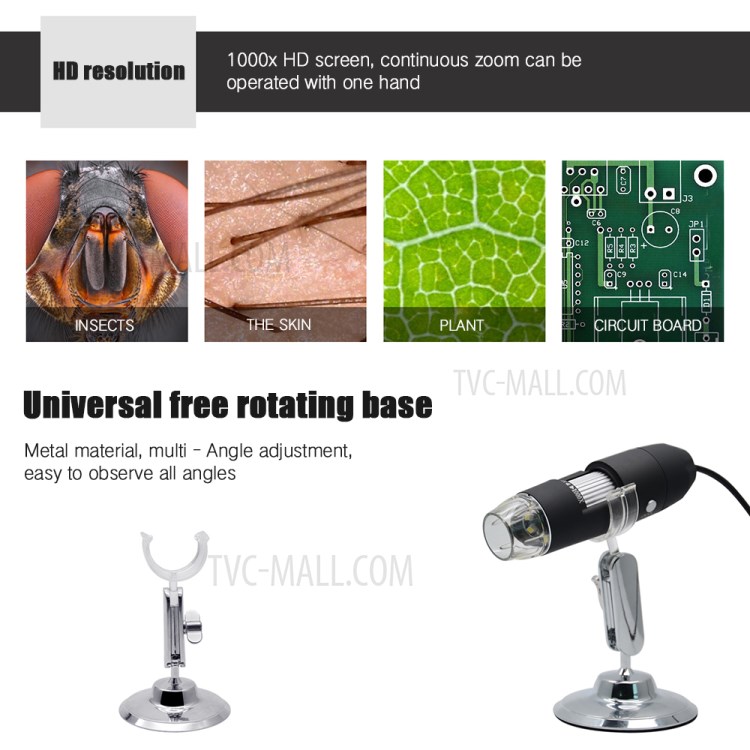 1000X 8LED USB Digital Microscope Endoscope Camera Inspection for Mobile Phone Repairing Hair Skin-5