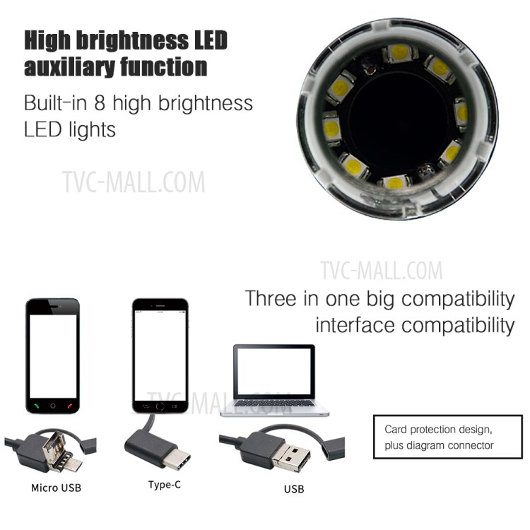1000X 8LED USB Digital Microscope Endoscope Camera Inspection for Mobile Phone Repairing Hair Skin-6