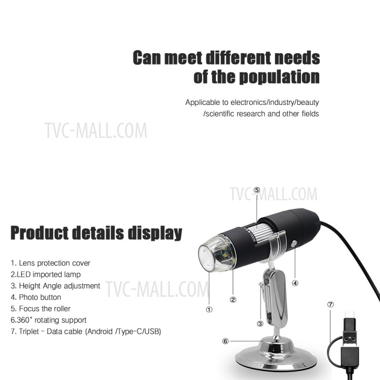 1000X 8LED USB Digital Microscope Endoscope Camera Inspection for Mobile Phone Repairing Hair Skin-7