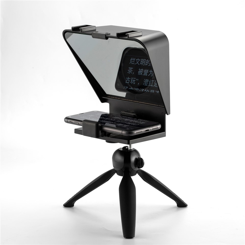 TC1 Portable Teleprompter with Remote Control + Lens Adapter Rings for Tablet Smartphone DSLR Camera-4