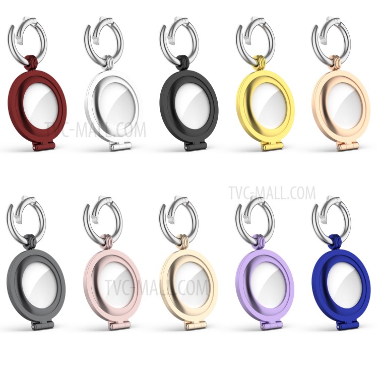 Gloss Surface Zinc Alloy Protective Case Cover with Key Ring for Apple AirTag Locator - Black-10