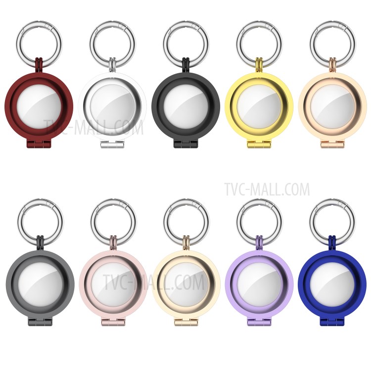 Gloss Surface Zinc Alloy Protective Case Cover with Key Ring for Apple AirTag Locator - Black-11