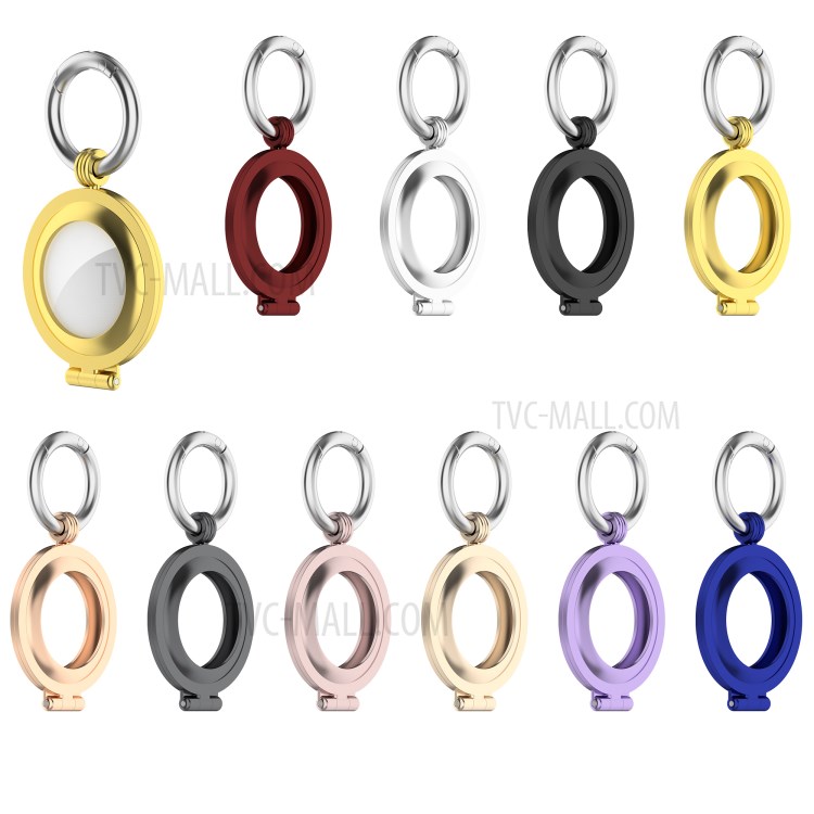 Gloss Surface Zinc Alloy Protective Case Cover with Key Ring for Apple AirTag Locator - Black-12