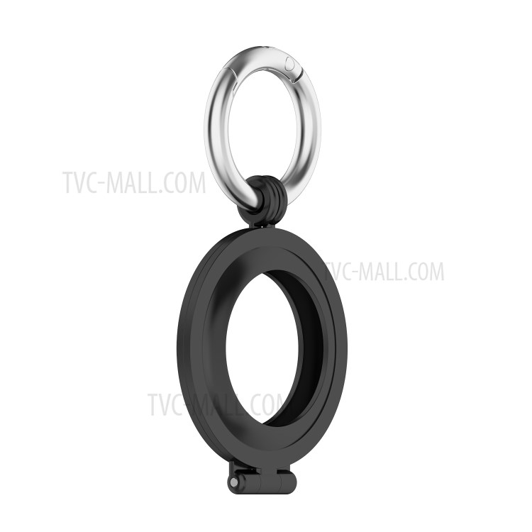 Gloss Surface Zinc Alloy Protective Case Cover with Key Ring for Apple AirTag Locator - Black-4