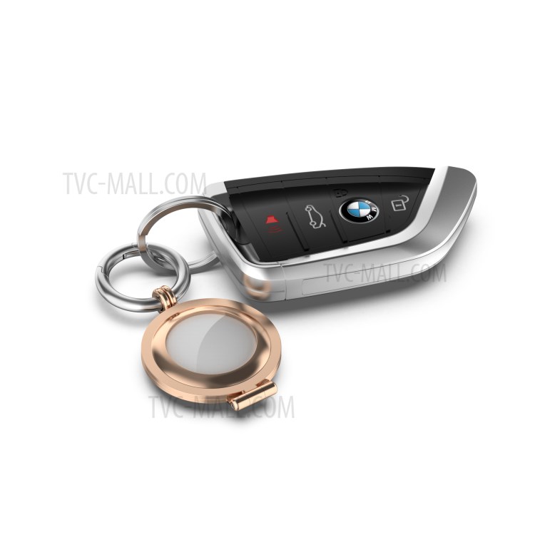 Gloss Surface Zinc Alloy Protective Case Cover with Key Ring for Apple AirTag Locator - Black-8