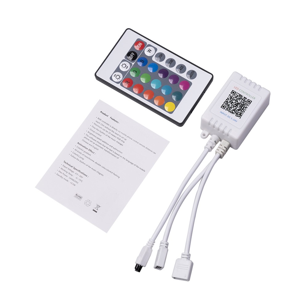 JH-RGB05 Infrared Smart LED Controller 4 Pin RGB LED Strip Light Controller 5-24V APP 24Key Remote Voice Control-8