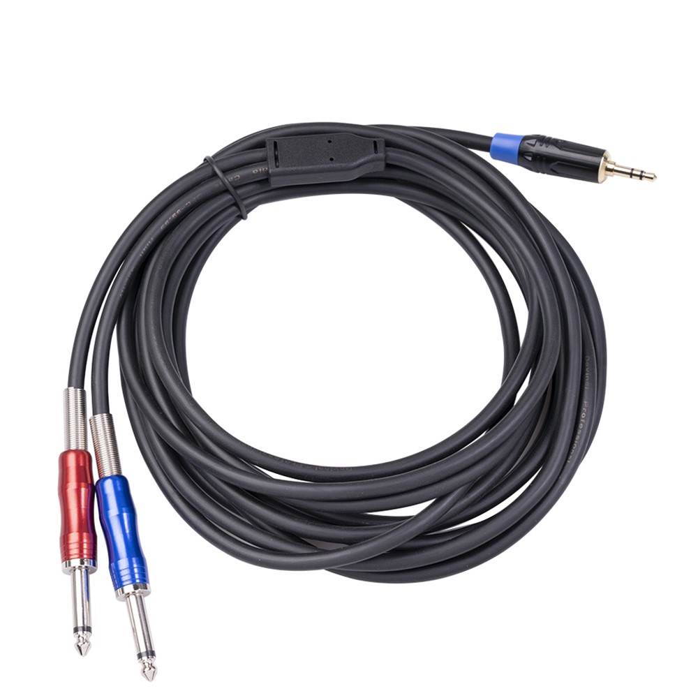 5m 3.5mm to Dual 6.35mm Audio Cable Speaker Mic Cord Dual 6.35 Jack to 3.5mm Mono Male to Male Wire-1
