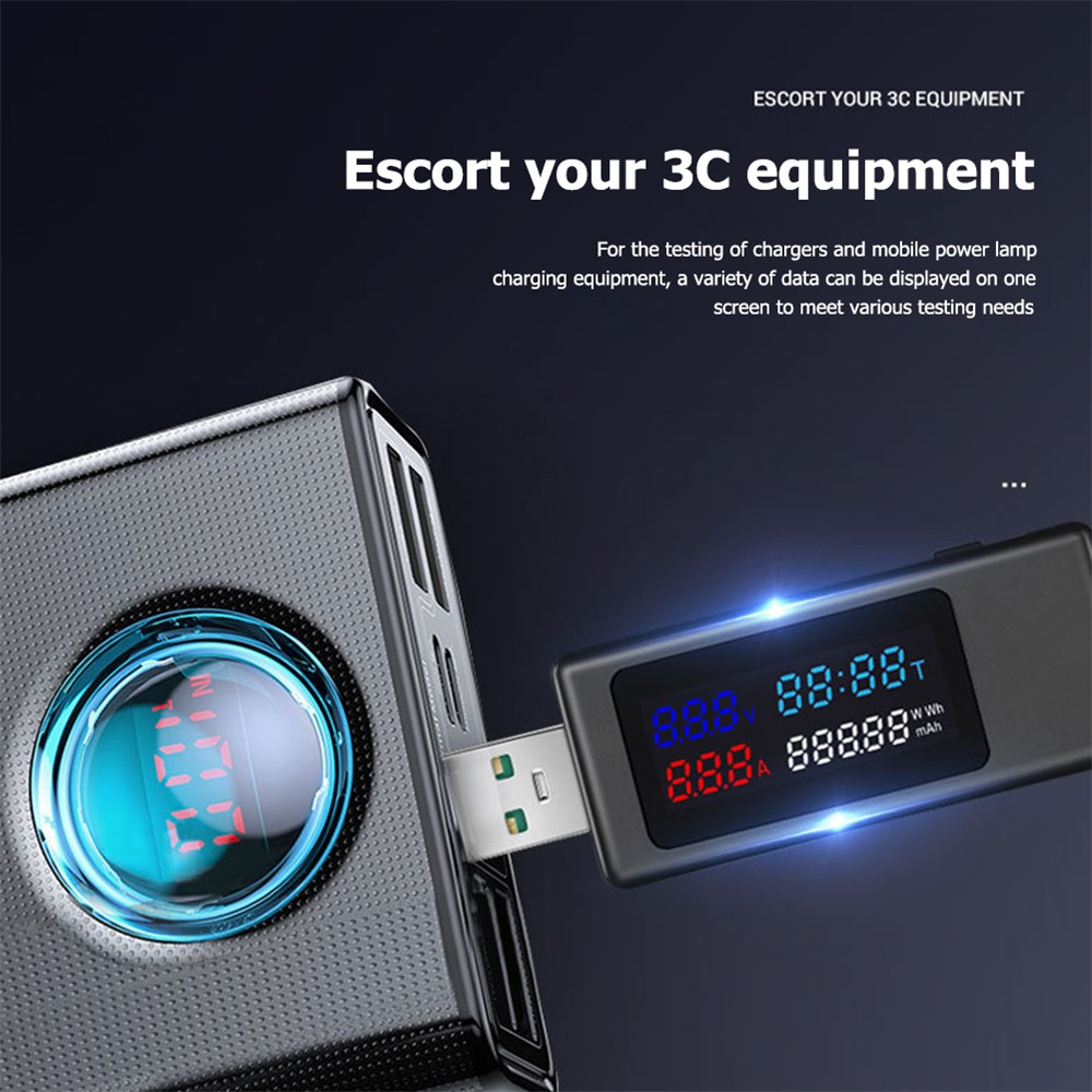 KWS-V30 6-in-1 USB Tester IPS Display DC Digital Voltage Power Timing Capacity Meter Detector - Black-7