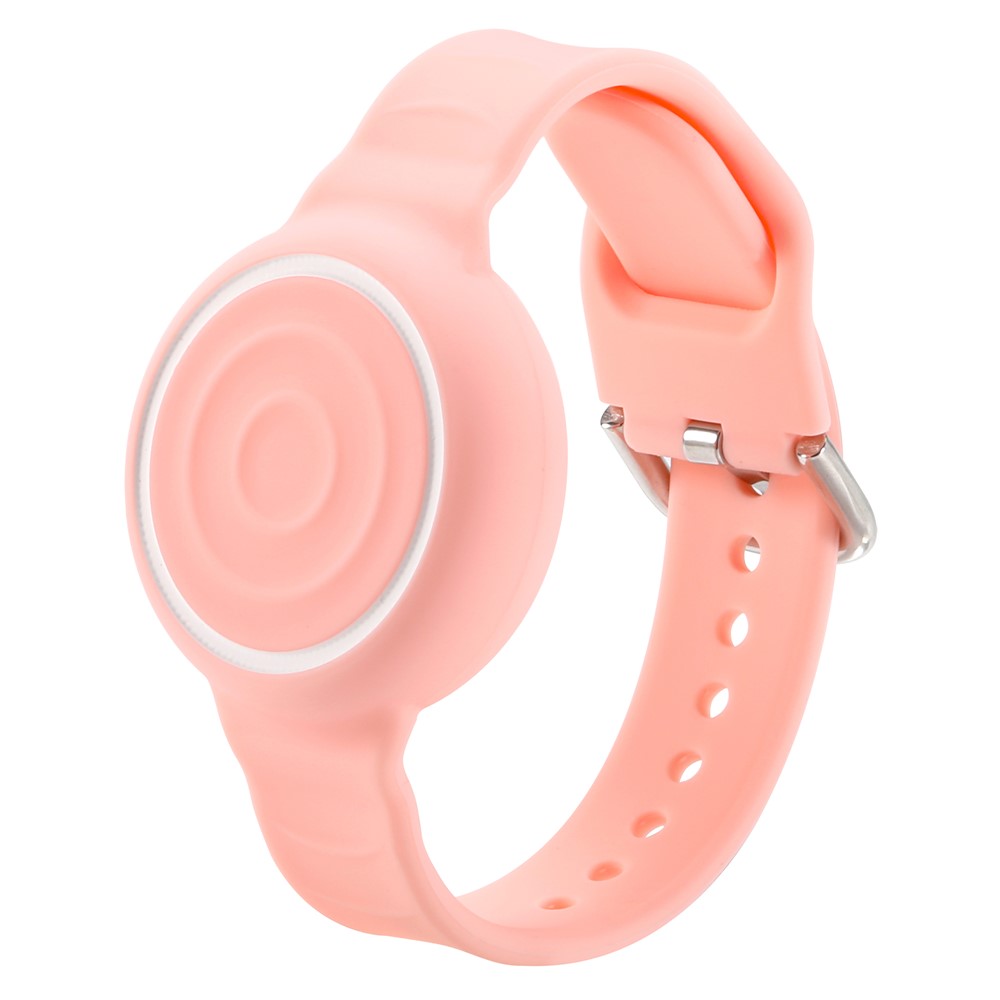 For Apple AirTag (2nd Generation) / AirTag Silicone Wristband Waterproof Protective Strap with Secure Closure Tracker Holder - Pink
