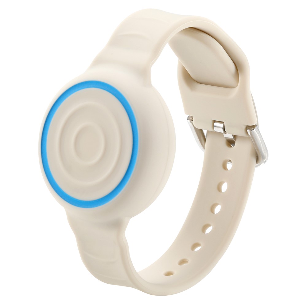 For Apple AirTag (2nd Generation) / AirTag Silicone Wristband Waterproof Protective Strap with Secure Closure Tracker Holder - Beige