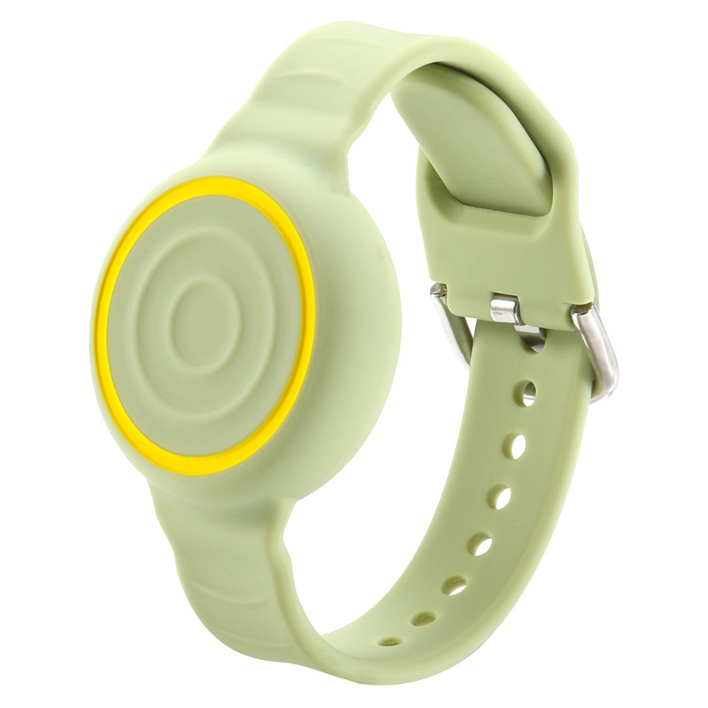 For Apple AirTag (2nd Generation) / AirTag Silicone Wristband Waterproof Protective Strap with Secure Closure Tracker Holder - Green