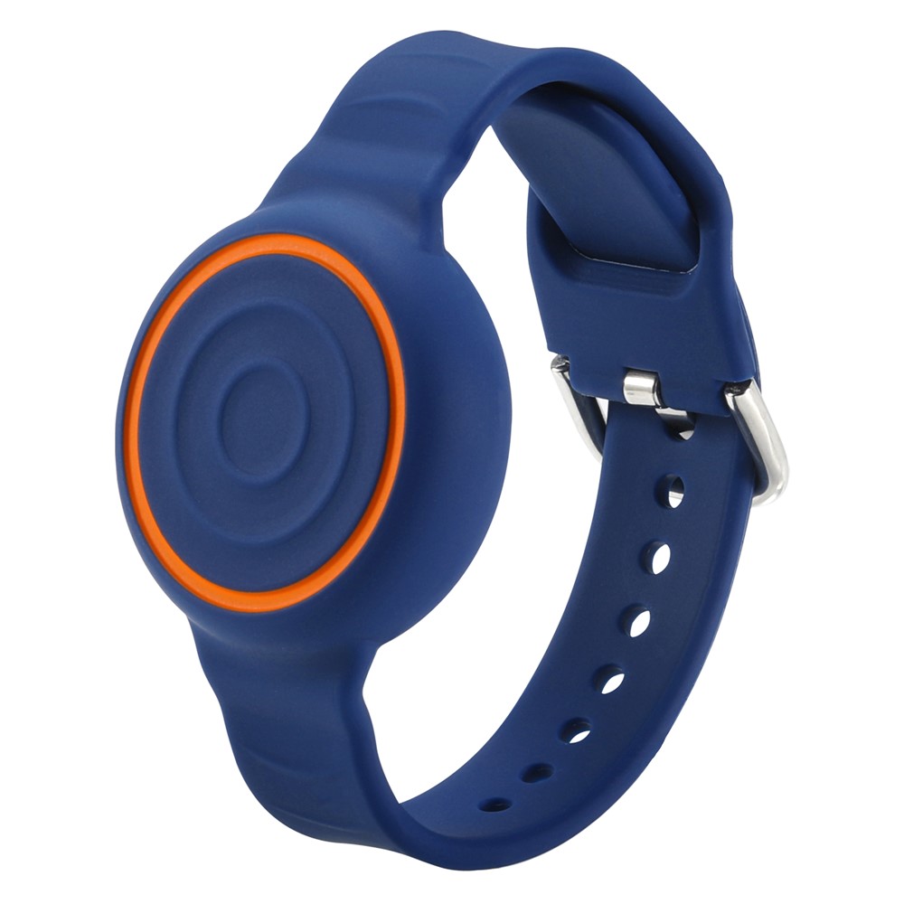 For Apple AirTag (2nd Generation) / AirTag Silicone Wristband Waterproof Protective Strap with Secure Closure Tracker Holder - Dark Blue
