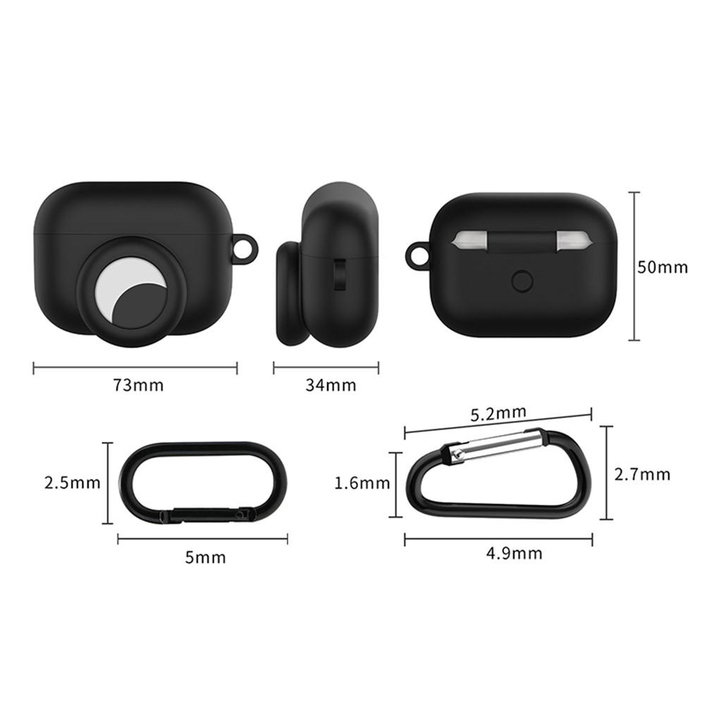 Silicone Earphone Case Protective Cover for AirPods Pro/AirTag - Black-10
