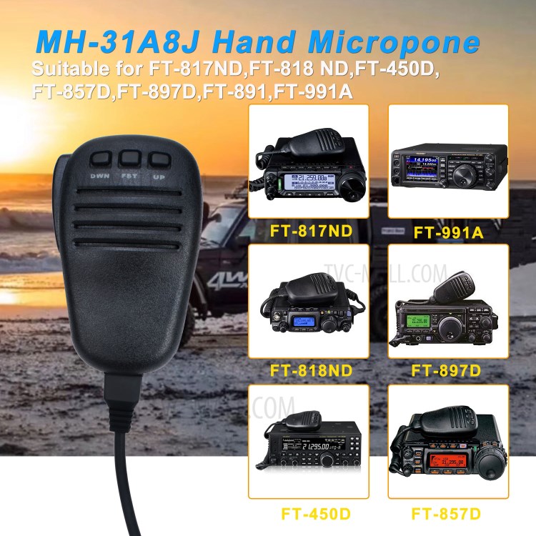 MH-31A8J Car Hand-held Microphone Mobile Radio HF Transceiver Mic Speaker for Yaesu FT-817/FT-857/FT-897/FT-450D-3