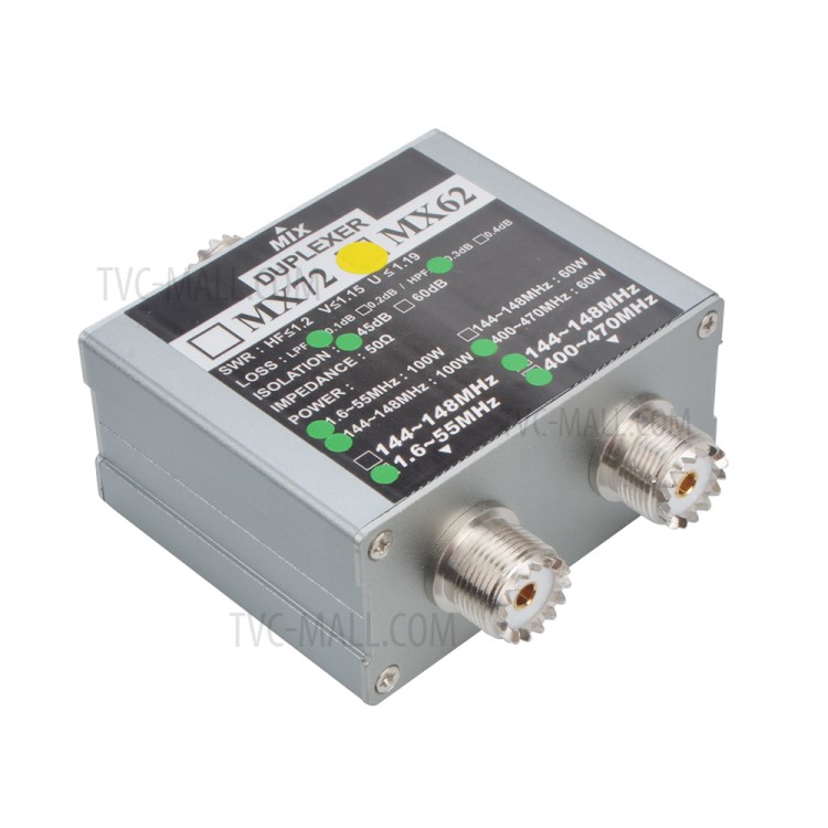 MX62 Antenna Combiner HF VHF UHF Tri-band HAM Walkie Talkie Antenna Linear Duplexer SO239 Plugin 50 ohm 60-100W-6