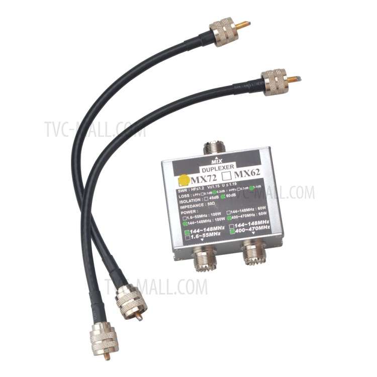 MX72 Antenna Combiner VHF 100W 144-148MHz UHF 60W 400-470MHz Dual Band Ham Walkie Taklie Duplexer Antenna-1