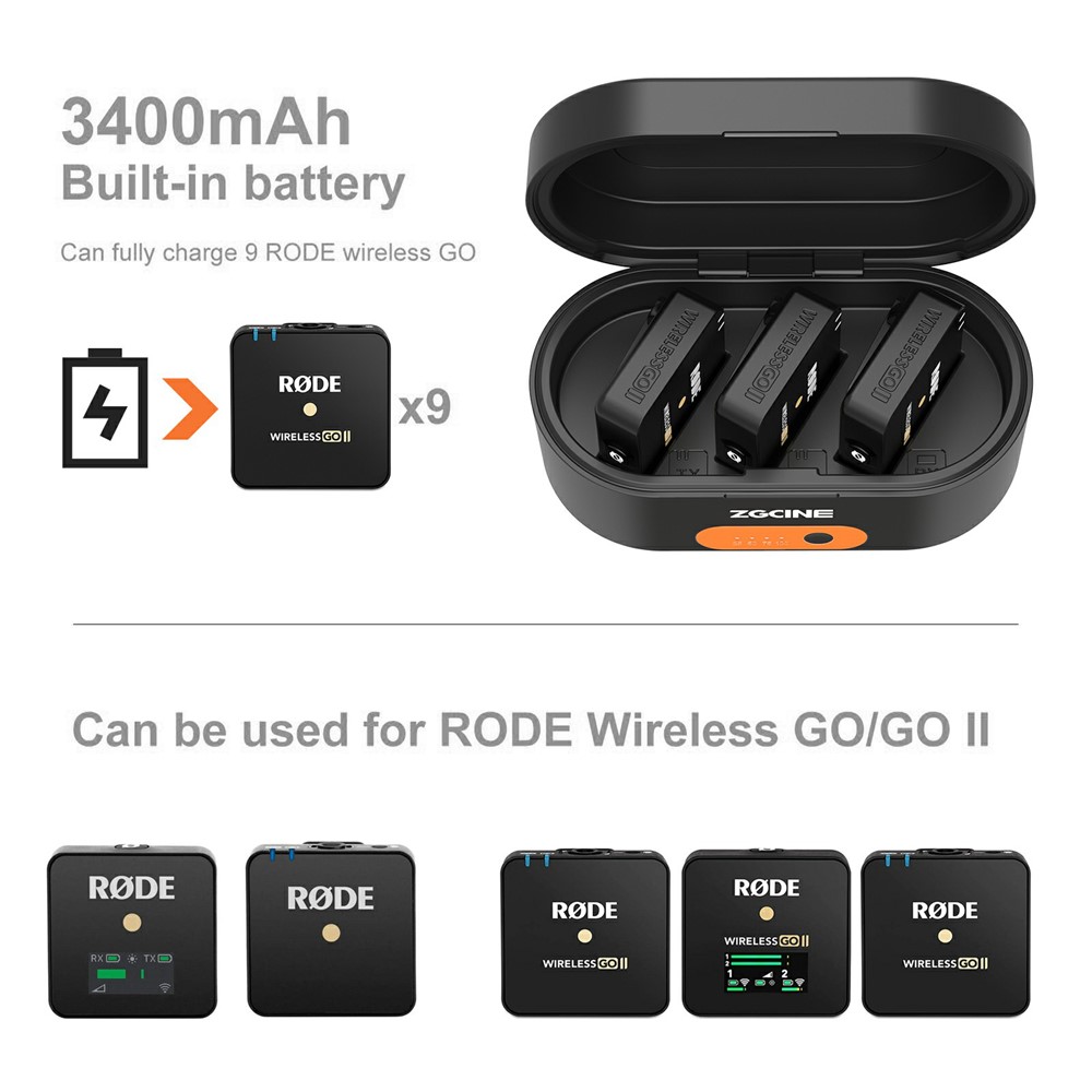 ZGCINE Portable Charging Case Station for Rode Wireless Go/Go II Microphone Travel Carrying Case-4