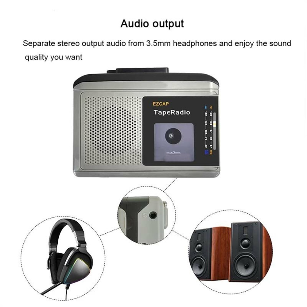 EZCAP 233 Portable Radio Cassette Player with Speaker AM FM Radio MP3 Tape Converter-2