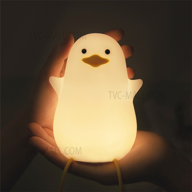 DASHING Cute Cartoon Duck Silicone Pat Light Home USB Rechargeable Baby Feeding Lamp Bedside Night Light with Phone Holder Function-2