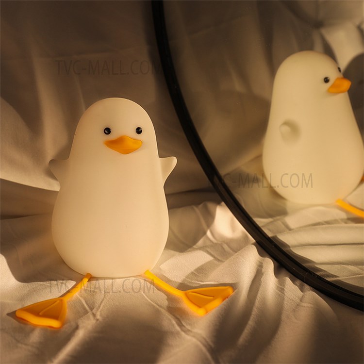DASHING Cute Cartoon Duck Silicone Pat Light Home USB Rechargeable Baby Feeding Lamp Bedside Night Light with Phone Holder Function-3